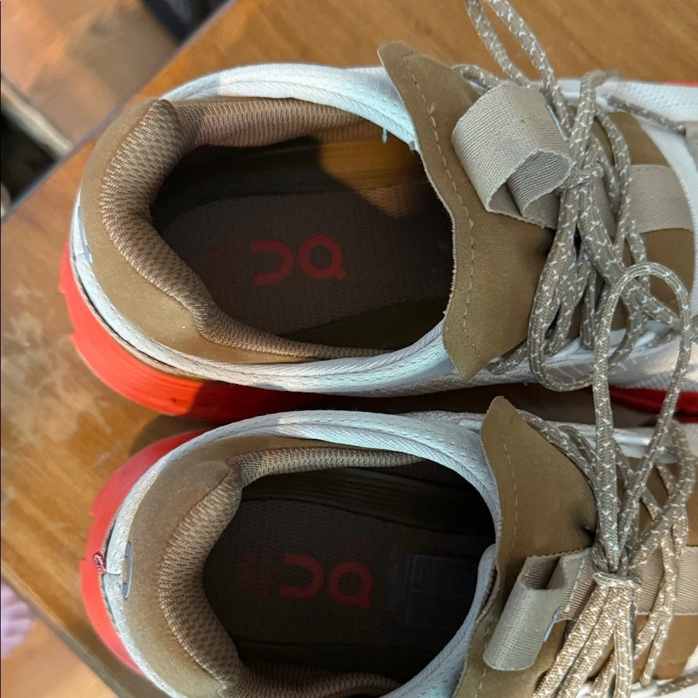 Lightweight Beige and Coral Women's Athletic Sneakers - Picture 4 of 4